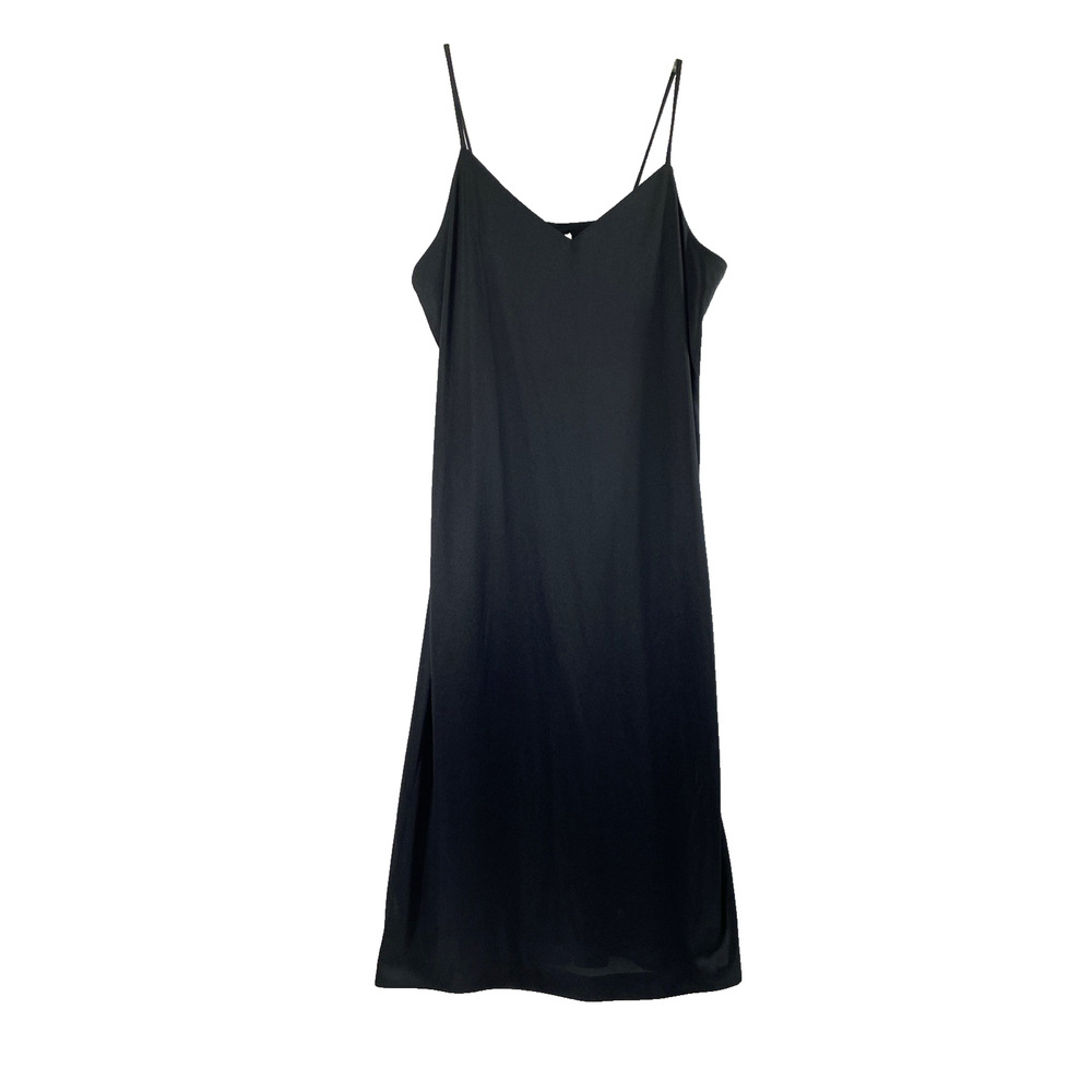 Womens Slip Dress Size 10 Black Midi‎ V Neck Whimsigoth Goth Fairy Grunge